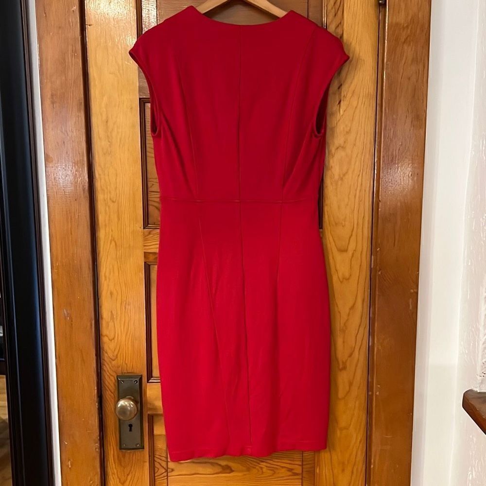 Sharagano Red Button Front Mini Dress 4 - Picture 7 of 9